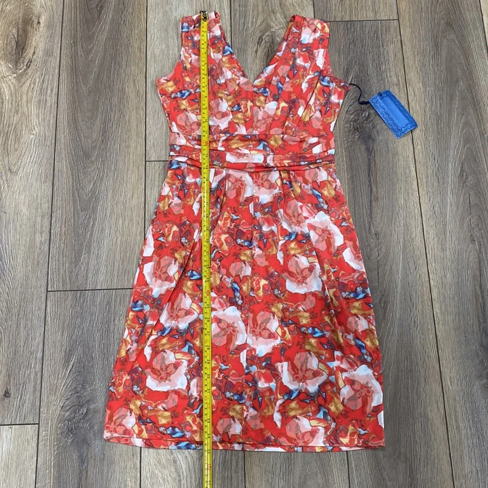 NWT SIMPLY VERA WANG Coral Pink Floral Midi Dress XS - Picture 12 of 13